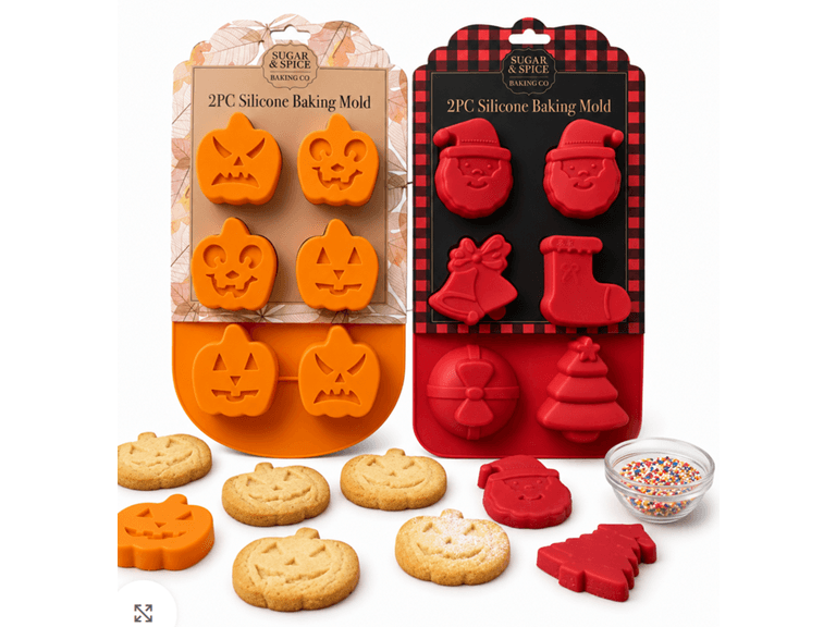 Sugar N Spice Holiday Silicone Baking Molds 4 Pack - Image 1