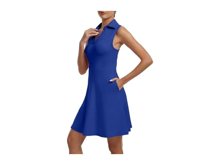 Fkeep Women Golf Tennis Dress V-Neck Pocket Shorts - Image 1