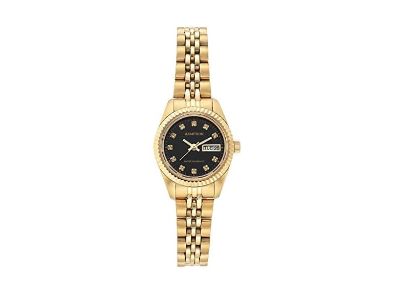Armitron Women's Japanese Quartz Dress Watch with Stainless Steel Strap, Gold, 10 (Model: 75/2475BKGP) (Open Box) - Image 1