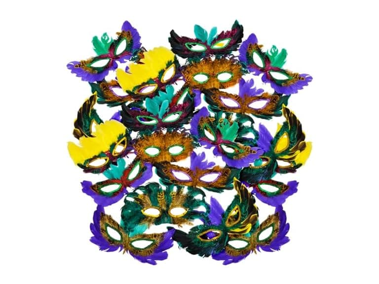 Novelty - 10 - Mardi Gras Feather Masks - Image 1