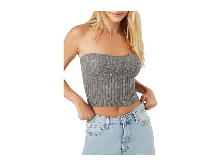 Forever 21 (XS) Glitter Sweater-Knit Tube Top - Image 1