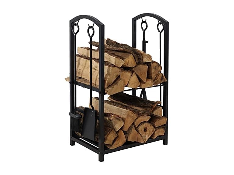Sunnydaze 4-Piece Fireplace Log Rack & Tool Set - Image 1