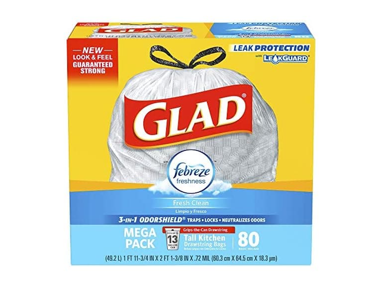 Glad OdorShield Trash Bag, White, 80 Count - Image 1