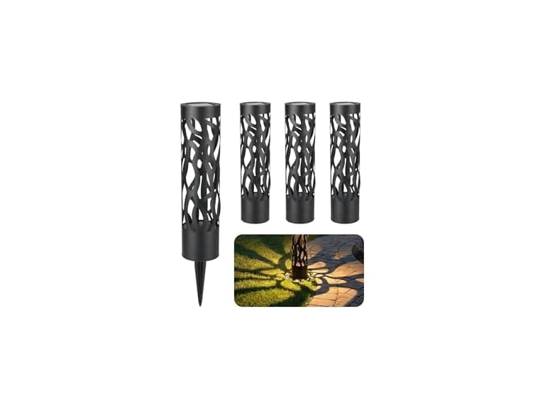 Home Zone Living Secure Solar Bollard Pathway Lights, 4-Pack - Image 1