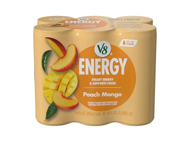 6PK V8 Energy Peach Mango Energy Drink, 8 oz - Image 1