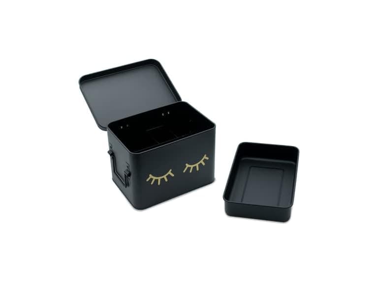 AQ Matte Black & Gold Metal Storage Box - Image 1