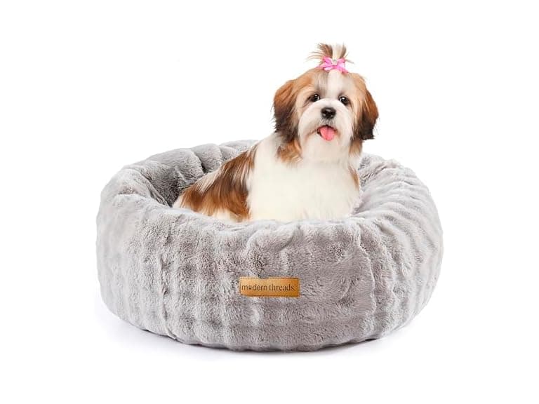 Modern Threads Calming Donut Dog Bed for Small Dogs - Image 1