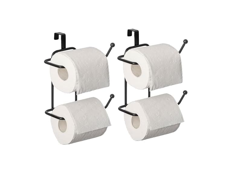 Basicwise 2-pcs Over-The-Side Tank Double Toilet Paper Holder - Image 1