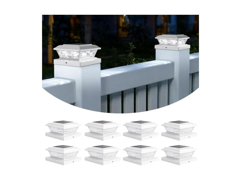 Brightever 4x4 3.5x3.5 Solar Post Cap Lights 8-Pack White - Image 1