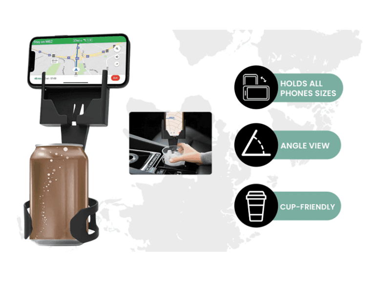 2 Pack Adjustable 2 In 1 Cup Holder Phone Mount - Image 1