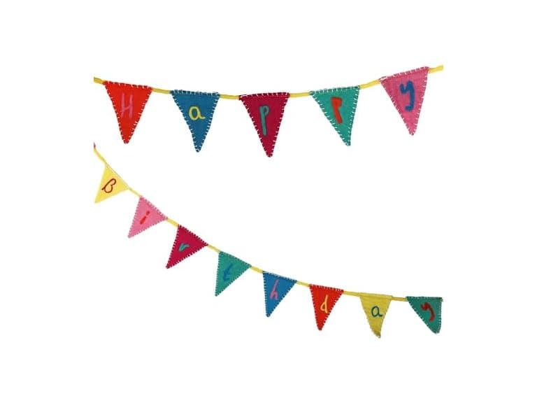 alking Tables Happy Birthday Felt Bunting Reusable - Image 1