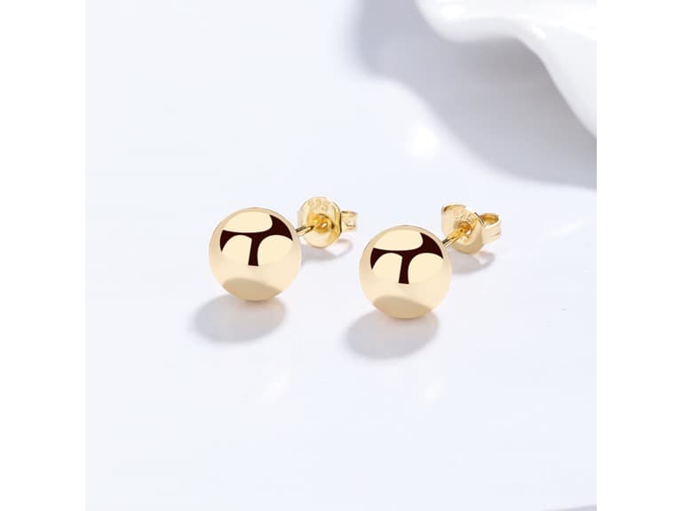14K Gold Ball Stud Earrings - Image 1