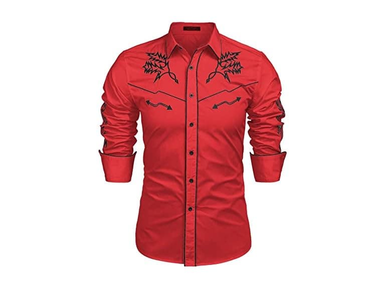Coofandy Men (L) Western Cowboy Shirt Long Shirt - Image 1
