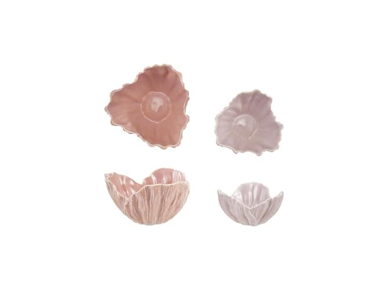 2PC Stoneware Flower-Shaped Bowls Pink and Purple - Image 1
