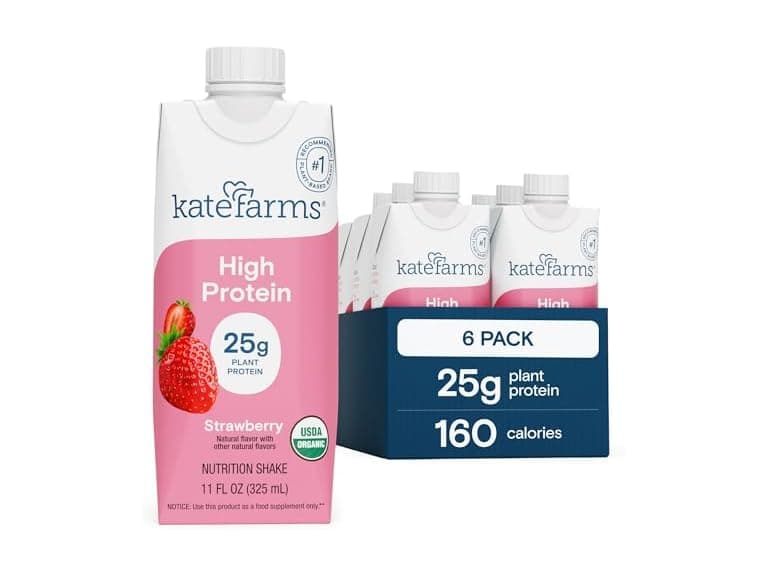 6Pk KATE FARMS Organic High Protein Strawberry Shake - Image 1