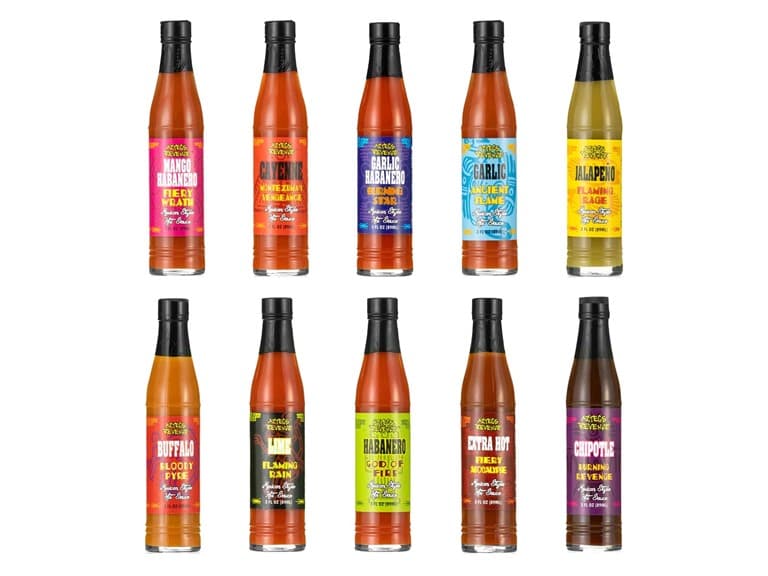 Aztecs Revenge 10 Bottle Mexican Style Hot Sauce Collection - Image 1