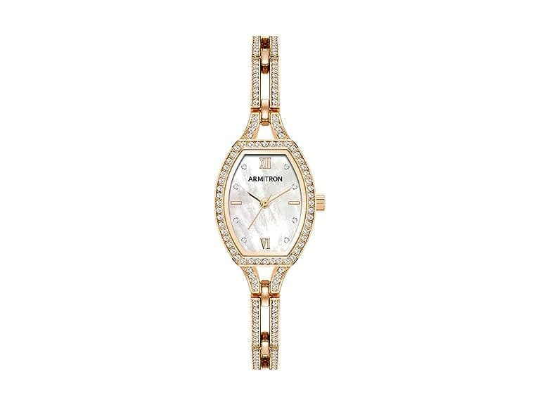 Armitron Women's Rose Gold-Tone Mother of Pearl Dial Crytal Accented Bracelet Watch, 75/5902MPRG (Open Box) - Image 1