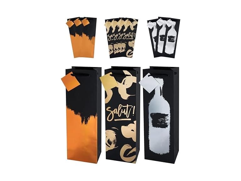 Cakewalk Assorted Metallic Brushstroke Wine Gift Bags - Image 1