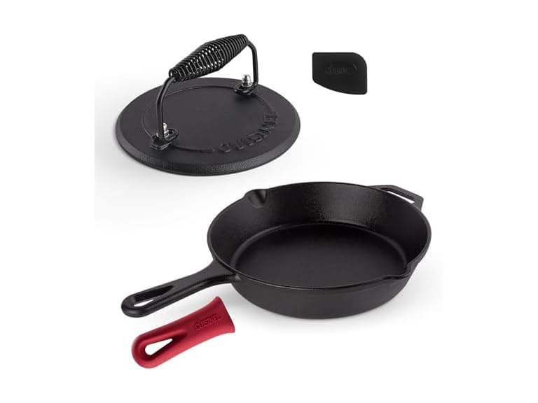 Cuisinel Cast Iron Skillet + Press Set 10" - Image 1