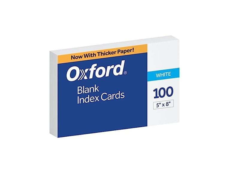 Oxford Blank Index Cards, White - Image 1