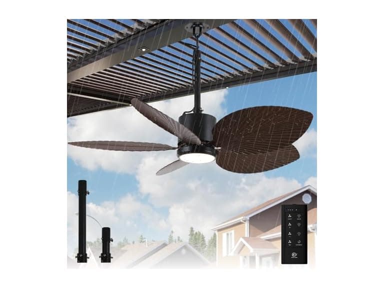 Parrot Uncle 42 Inch Outdoor Palm Leaf Ceiling Fan - Image 1