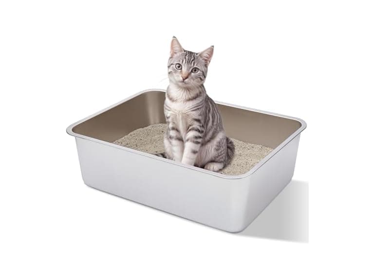 Stainless Steel Litter Box, 17.7"x13.8"x6" - Image 1