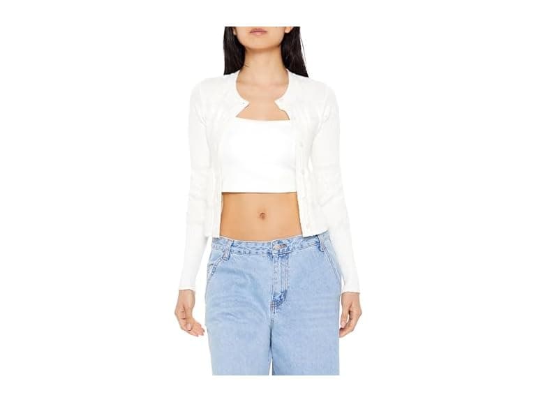 Forever 21 Women Mixed Knit Cardigan Sweater - Image 1