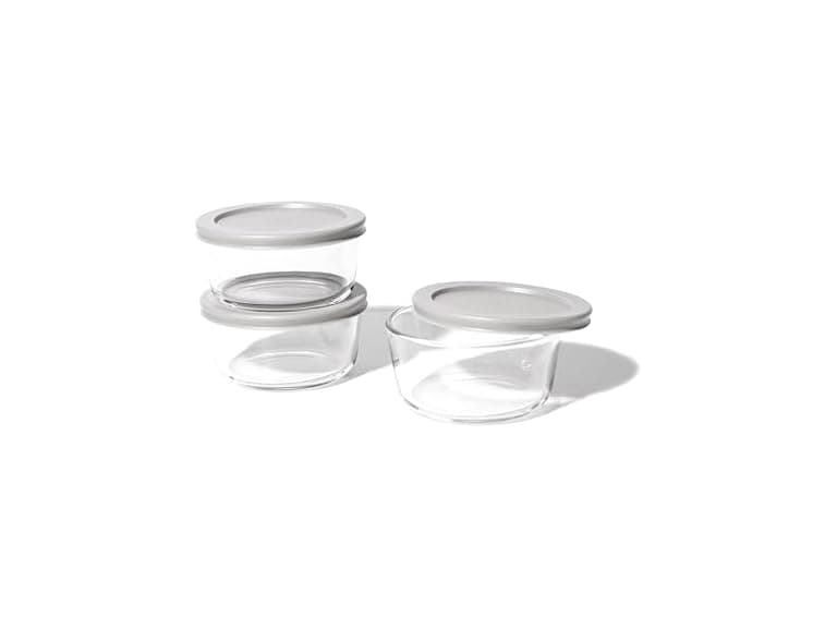6-Piece Glass Food Storage Containers Set Grey - Image 1