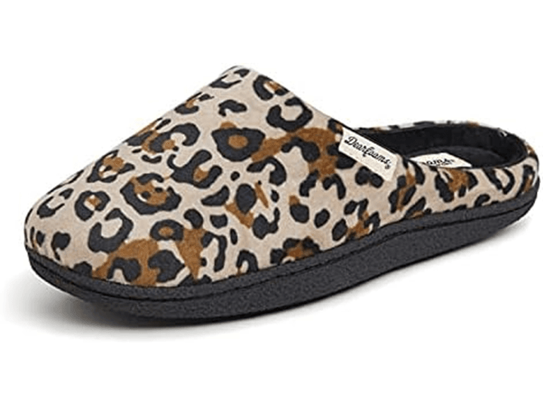 Dearfoams Women's Velour Clog Slipper, Leopard, Medium - Image 1