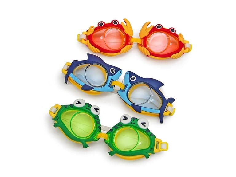 Kids Swim Goggles 3PK Crab Frog & Shark - Image 1
