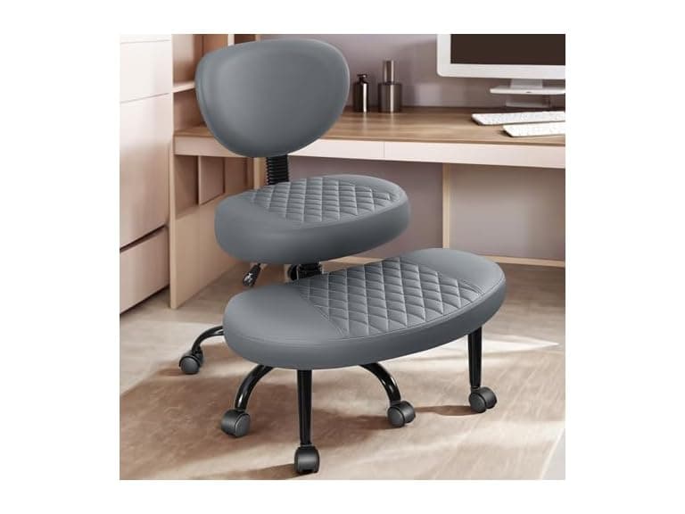 AtHope Ergonomic Cross Legged Office Chair with Wheels - Adjustable Height for Meditation, ADHD Desk & Yoga - Wide Criss Cross Design with Lumbar Support, Kneeling Chair - Dark Gray (Open Box) - Image 1