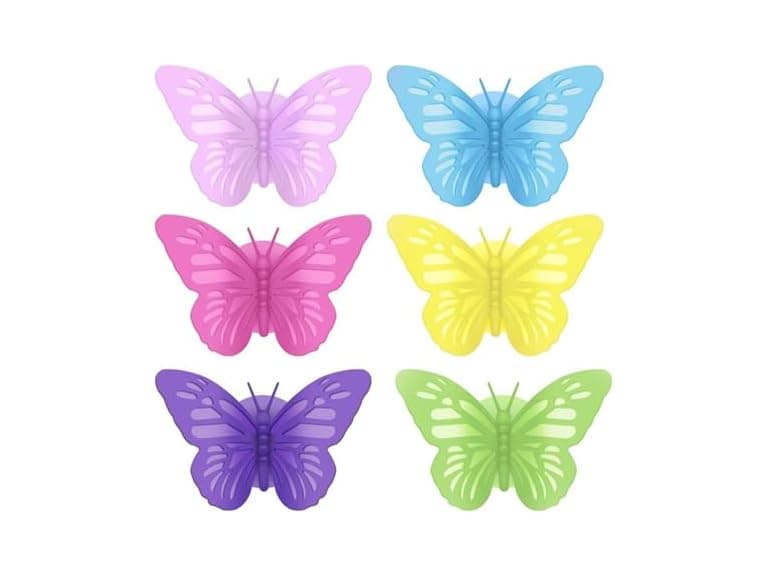 Oggi Set of 6 Silicone Butterfly Suction Wine Glass Charms - Image 1