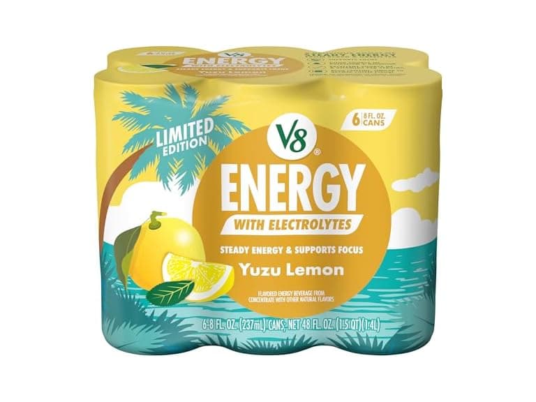 V8 Energy Yuzu Lemon Energy Drink, 8 oz, 6PK - Image 1