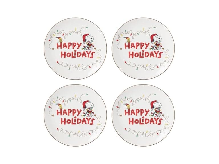 Lenox Snoopy Christmas Accent Plates, Set of 4 - Image 1