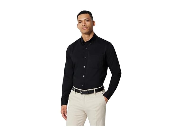 Amazon Essentials Men Stretch Wrinkle Shirt Black - Image 1