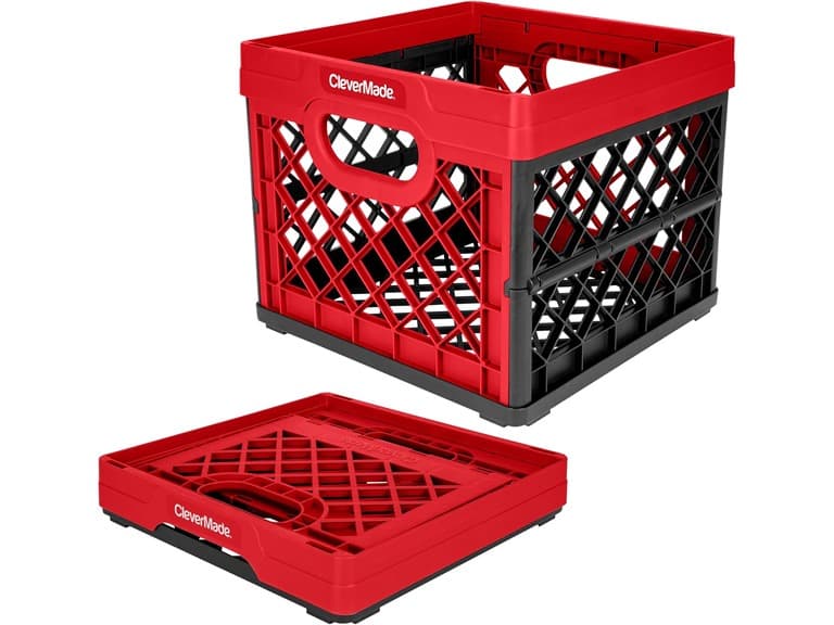 CleverMade Collapsible Milk Crate 25L (6.6 Gal)- Red - Image 1