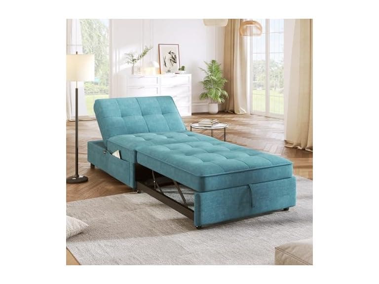 4-in-1 Convertible Sleeper Sofa, Teal - Image 1