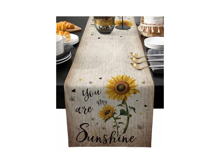 Sunflowers Rustic Table Runner-Cotton - Image 1