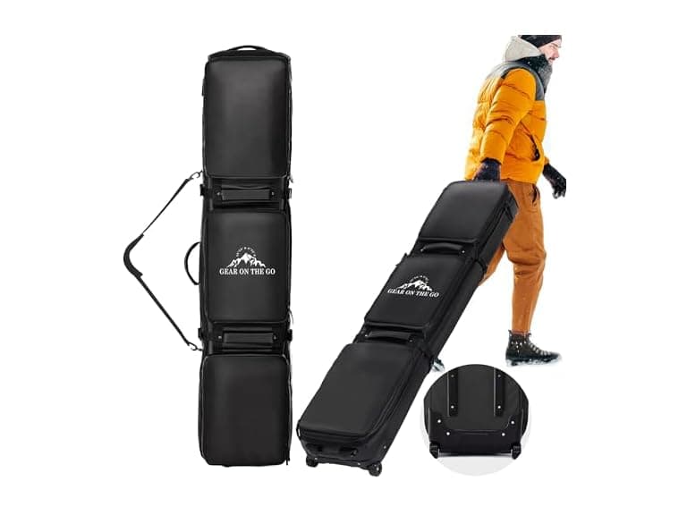Double Rolling Ski Bag Padded Waterproof Snowboard Bag with Wheels for Air Travel Wheeled Ski Bag for Snowboard or Skis Accommodates Ski Boot (Open Box) - Image 1