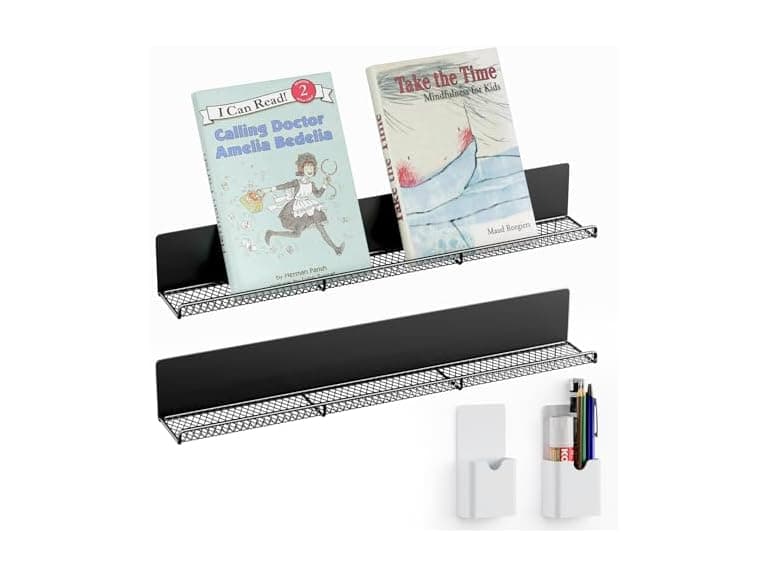 DTUQYX Magnetic Bookshelf 2pk Black - Image 1