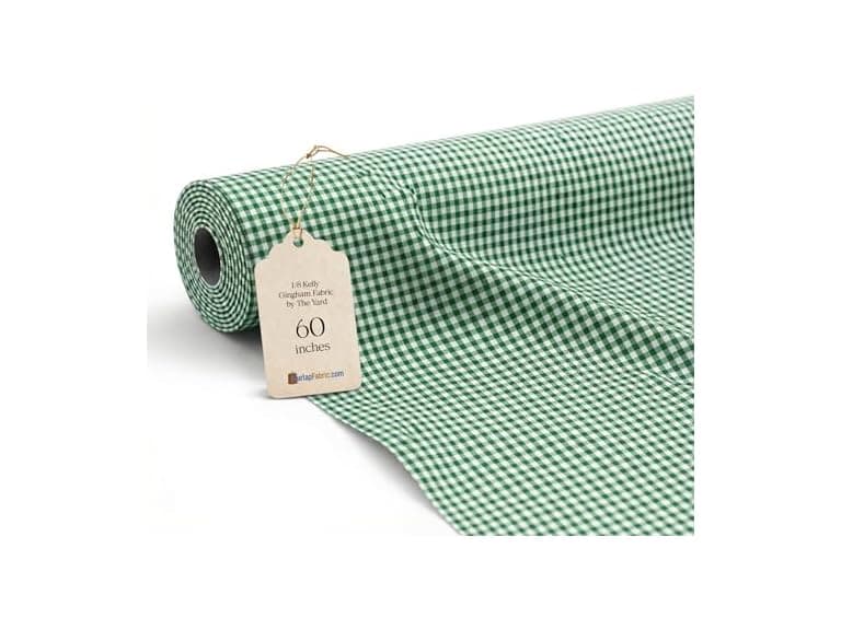 1/8 Inch Kelly Green Gingham Fabric by The Yard - Image 1