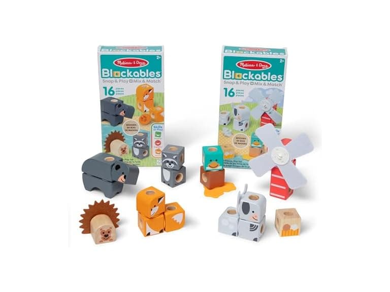 Melissa & Doug Blockables Farm and Woodland 2-Pack - Image 1