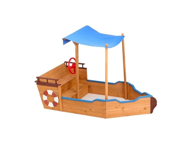 SPOFLYINN Pirate Ship Sandbox with Cover - Image 1