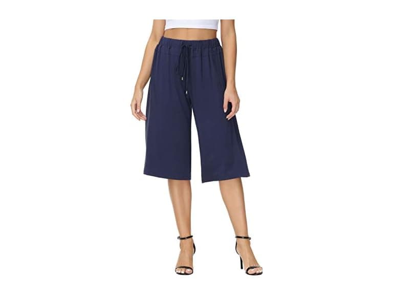 How'on Women (S) Elastic Waist Wide Leg Soft Pants - Image 1