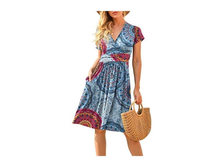 Lilbetter Women Summer Casual Short Dress Mix Blue - Image 1