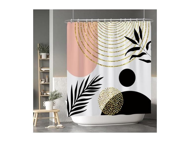 Mid Century Shower Curt Boho Sun Plant - Image 1