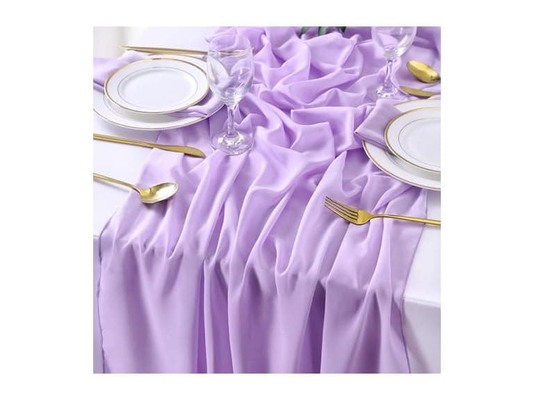 QueenDream Light Purple Chiffon Table Runner 10Ft Long - Image 1