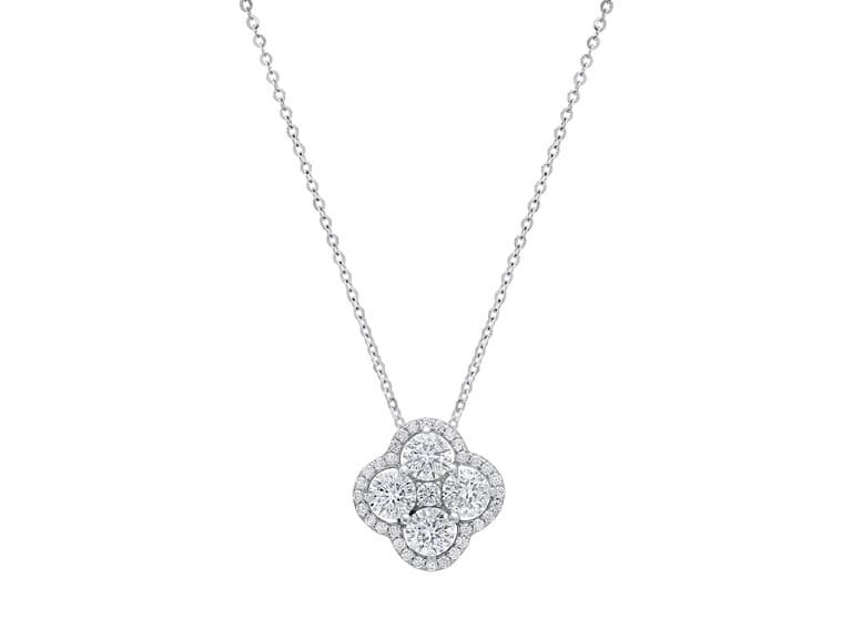 Diamond Clover Flower Necklace 2 CTTW - Image 1