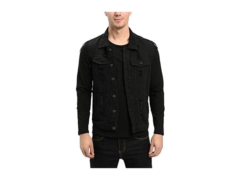 Invachi Men (L) Slim Retro Ripped Vest Vest Jacket - Image 1