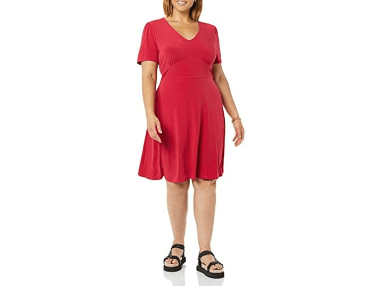 Amazon Essentials Women Short Sleeve V-Neck Dress - Image 1